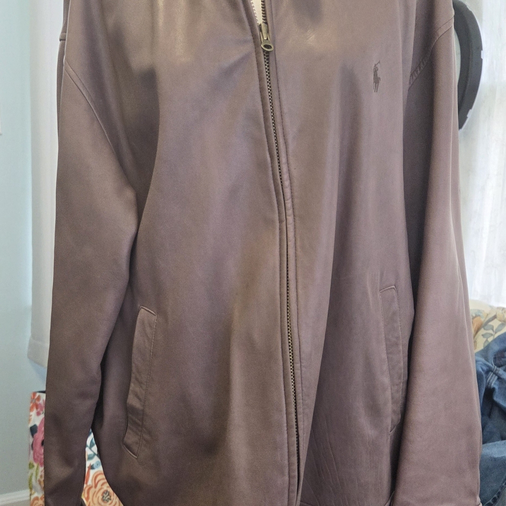 Vtg Polo Ralph Lauren Brown Leather Jacket Sz XL
